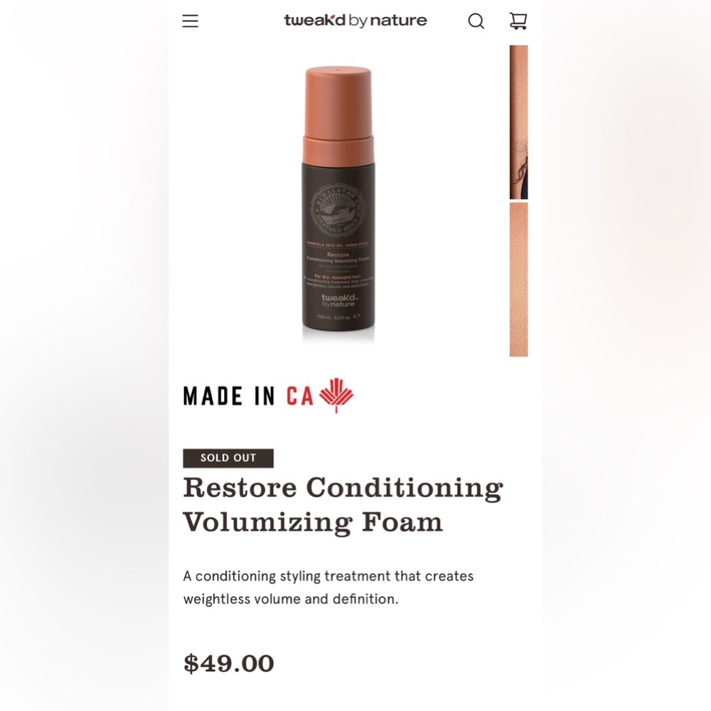 3/$50- Brand New Tweak'd by Nature Restore Conditioning Thickening Foam - Picture 3 of 5